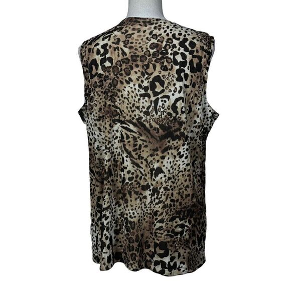 Chico's Top Size XL Animal Print Leopard Brown Black Sleeveless Layer Work - Picture 2 of 9